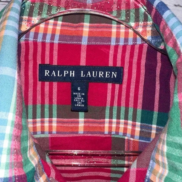 Ralph Lauren Red and Green Plaid Button Down Shirt Size 6 - Picture 2 of 3